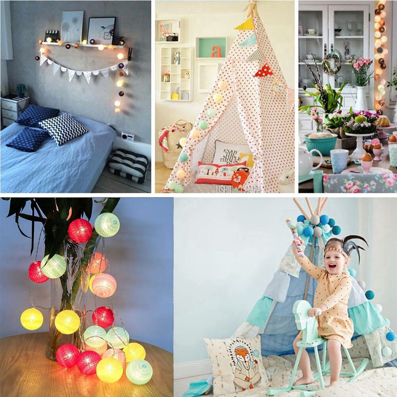 LED Cotton Ball Garland Party Lights.