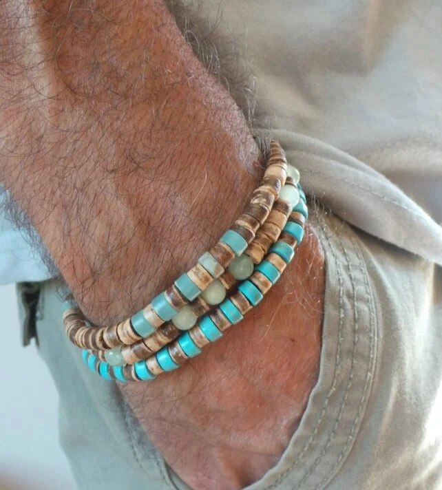 Men's Beaded Stretch Boho Bracelets.