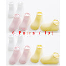 6 Pairs/lot 0 to 6 Yrs Cotton Children's Anti-slip Socks With Rubber Grips.