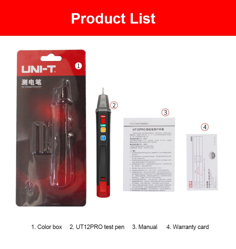 UNI-T AC Voltage Detector.  Electric LED tester pen. 12V- 1000V