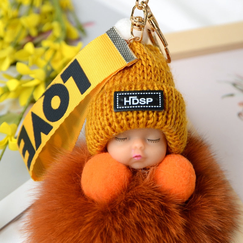 Pompom Cute Fluffy Plush Doll Keychains.