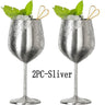 2Pcs Wine Glasses Stainless Steel 18/8 Metal Wineglass Bar Wine Glass Champagne Cocktail Drinking Cup Charms Party Supplies