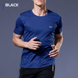 Men's multicolor short sleeve gym shirts. Quick drying, breathable sportswear