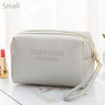 PURDORED 1 Pc  women's  Leather cosmetic Bag.  Leather Waterproof  Zipper Make Up organizer.