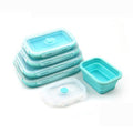 4Sizes/multicolor Silicone rectangle Collapsible Lunch Box or Food Storage Container.  Microwave safe