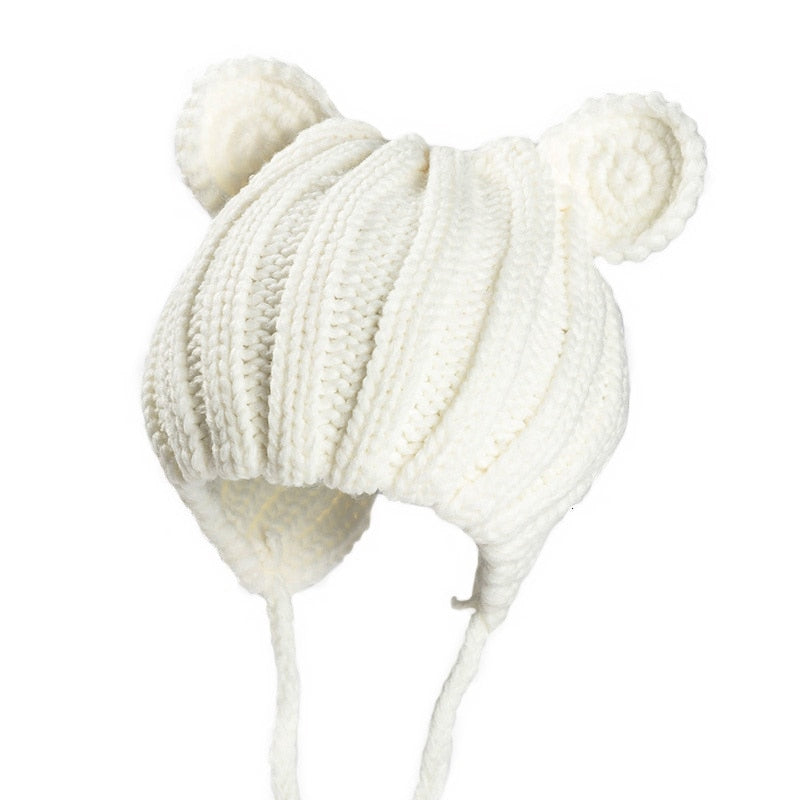 Knitted Winter Baby Hat with Ears,