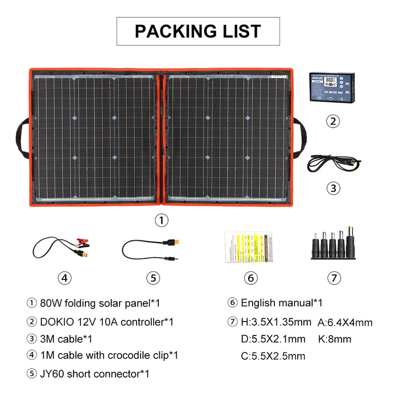 Dokio Flexible/Foldable High Efficiency Solar Panel. 12V 80w 100w 150w 200w 300w Solar Panel Kit