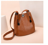 Double Zipper Ladies Leather Bookbag/Backpack.