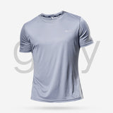Men's multicolor short sleeve gym shirts. Quick drying, breathable sportswear