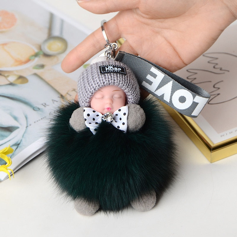 Pompom Cute Fluffy Plush Doll Keychains.