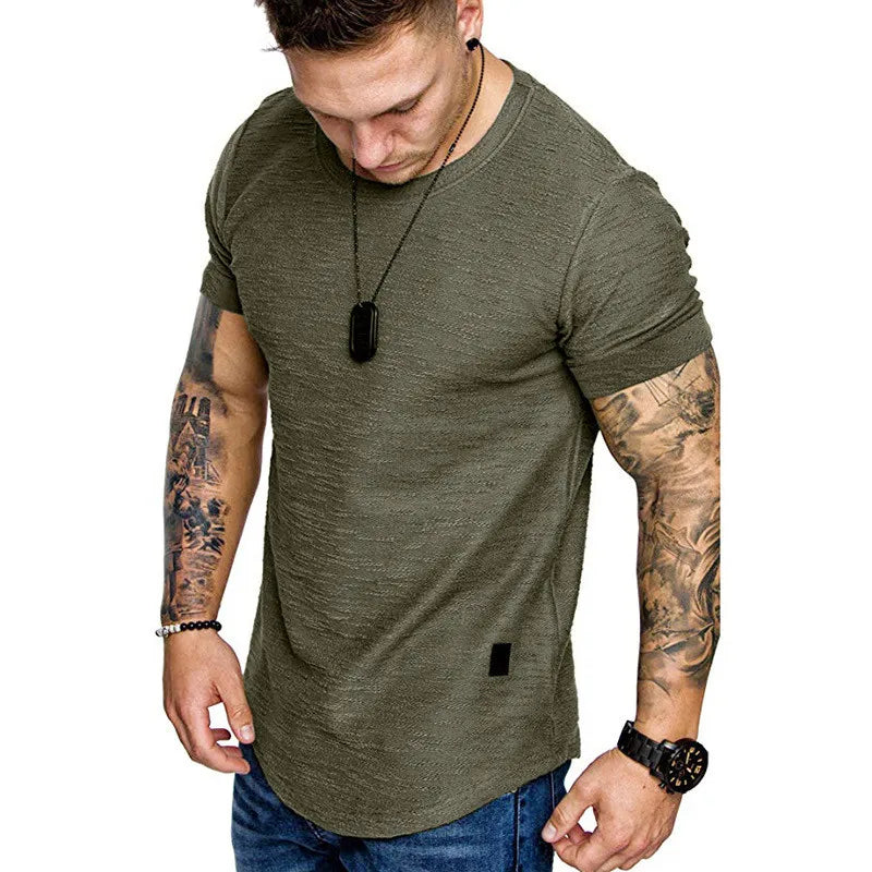 Men's Short Sleeve Longline Curved Hem T Shirt With Plus Sizes M-3XL