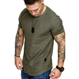 Men's Longline Curved Hem Short Sleeve T-Shirt Size M-3XL