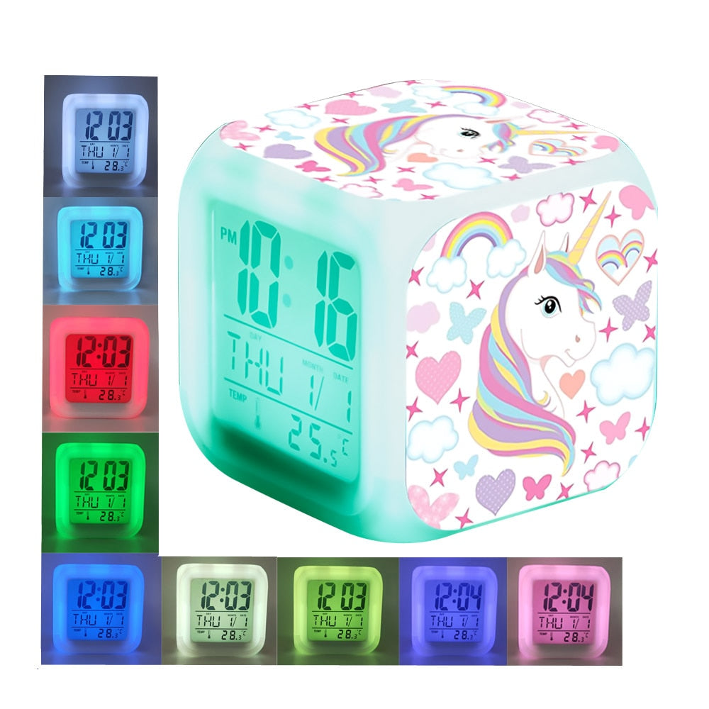 LED digital unicorn alarm clock and light.