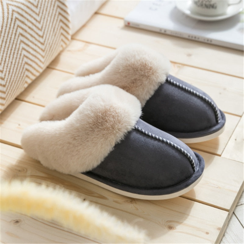 JIANBUDAN Plush Lightweight soft comfortable warm slippers.