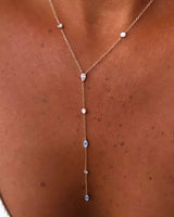 Ladies Enamel Rose Lariat Necklace