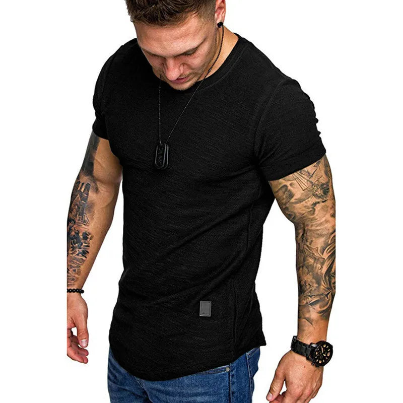 Men's Longline Curved Hem Short Sleeve T-Shirt Size M-3XL