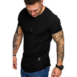Men's Short Sleeve Longline Curved Hem T Shirt With Plus Sizes M-3XL