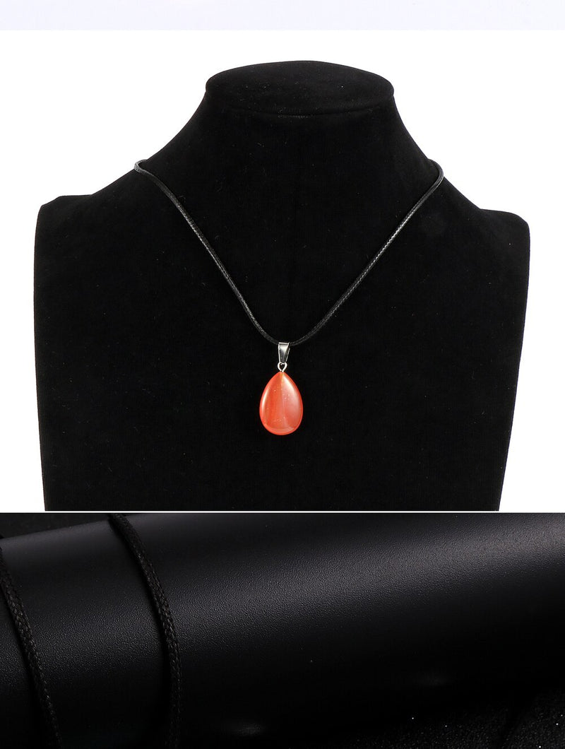 Women Natural Water Drop Pendant Necklace.  Easy To Wear As A Necklace OR Choker with a Variety of Stones.