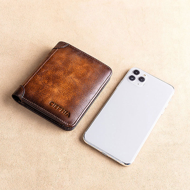 Men's Genuine Leather Rfid Protection Wallets.