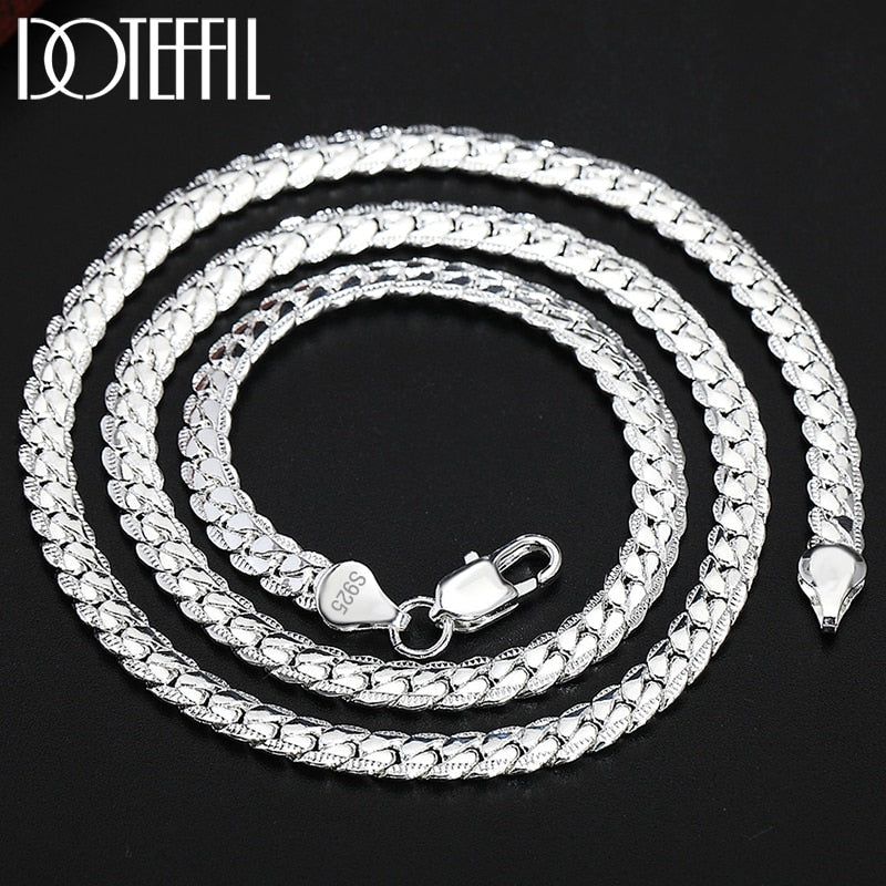 DOTEFFIL 925 Sterling Silver 8/16/18/20/22/24 Inch. 6mm bracelet chain.