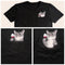 CLOOCL Men's and Women's vCotton Black T-shirt With Cat And Wine Pocket.