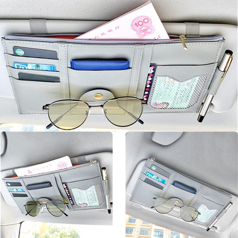 Sun Visor Organizer Storage Holder for sunglasses, cards and phone.