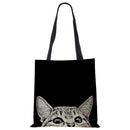 Linen Cat Printed Tote Bags.