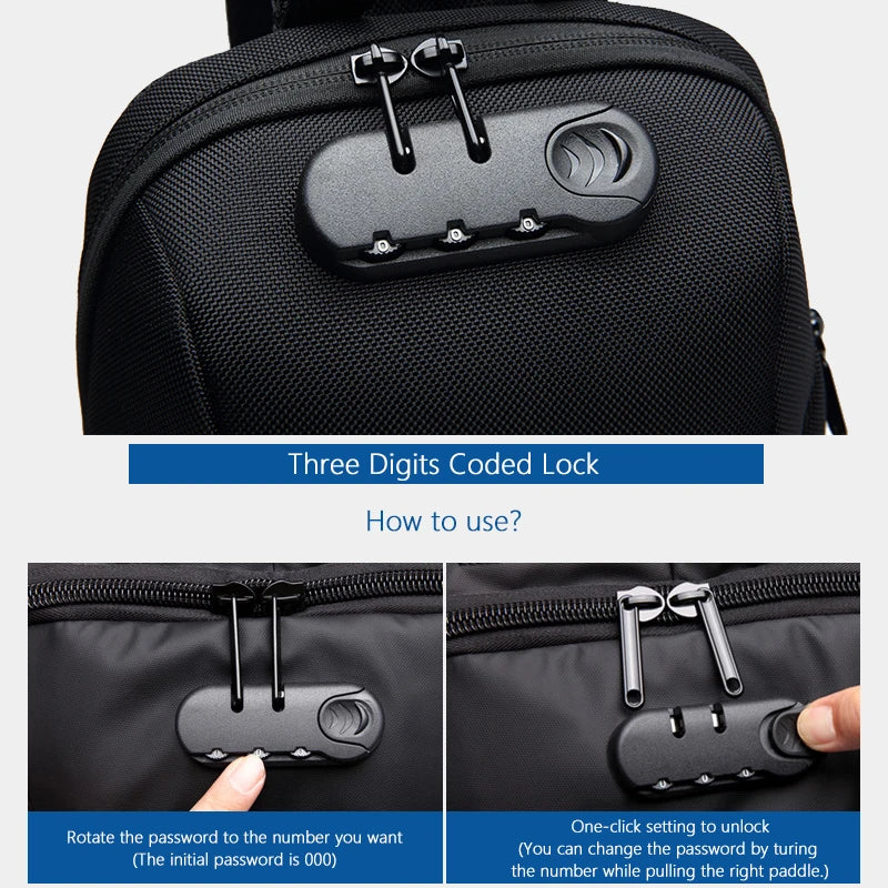OZUKO Multifunction Waterproof Anti-theft Crossbody Bag for Men And Women