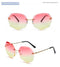 Women's rimless Gradient designer sunglasses.