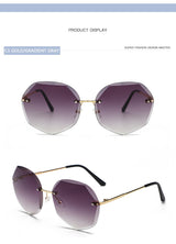 Women's rimless Gradient designer sunglasses.