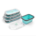 4Sizes/multicolor Silicone rectangle Collapsible Lunch Box or Food Storage Container.  Microwave safe