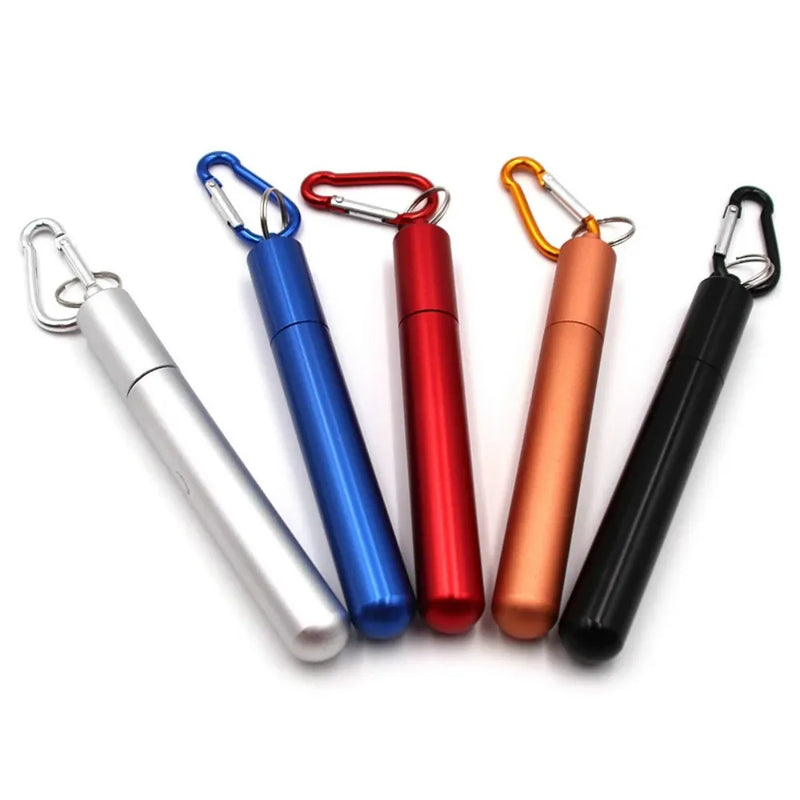 Reusable Stainless Steel Telescopic Straws With Cleaning Brush And Travel Case.