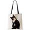 Linen Cat Printed Tote Bags.