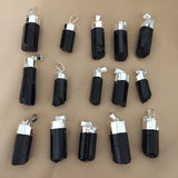 Natural Black Cylindrical Tourmaline Stone Energy Pendant