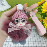 Pompom Cute Fluffy Plush Doll Keychains.