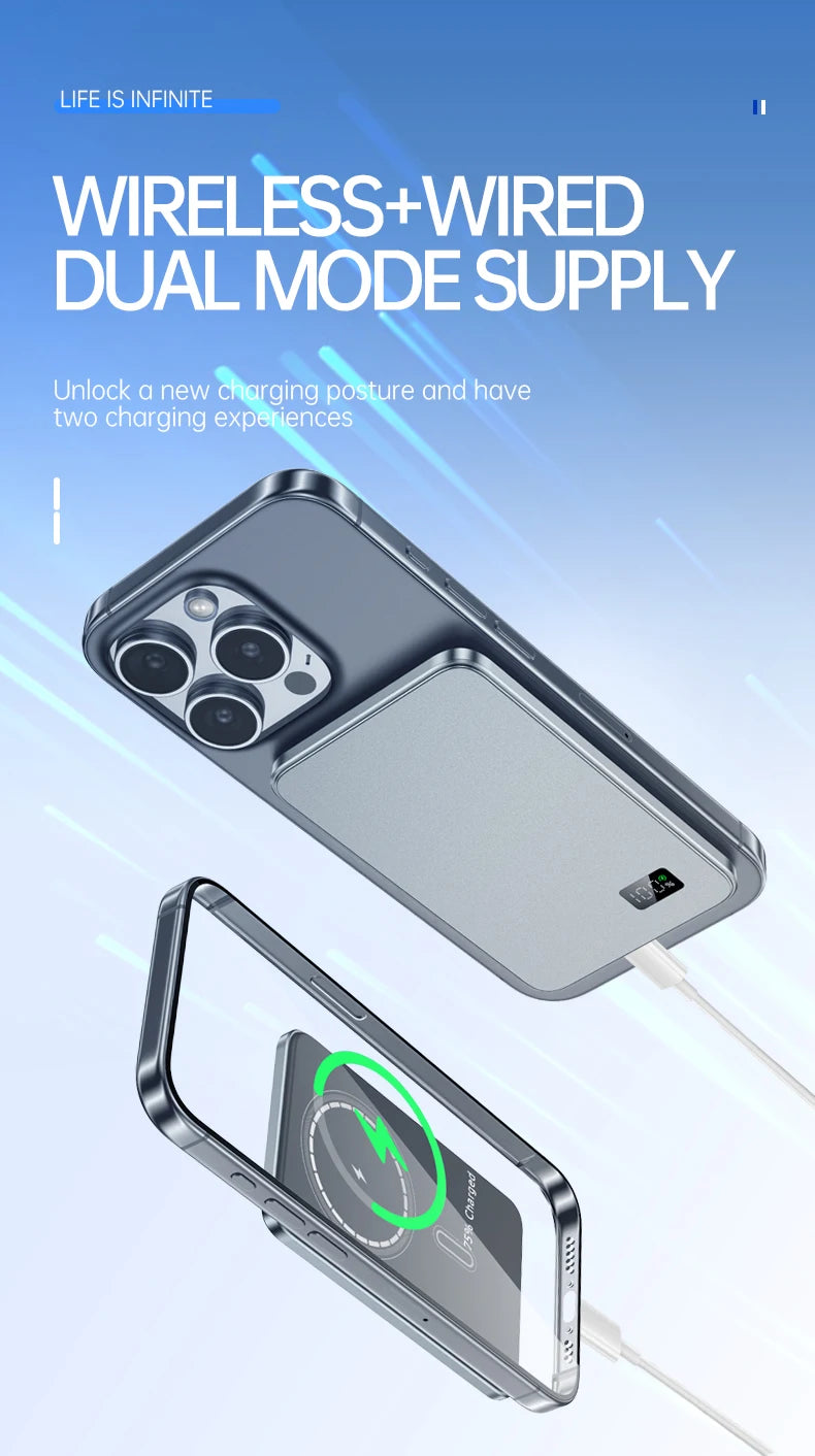 Ultra Thin Fast Charging LED Display Power Magnetic Bank For iPhone Samsung Phone Airpods