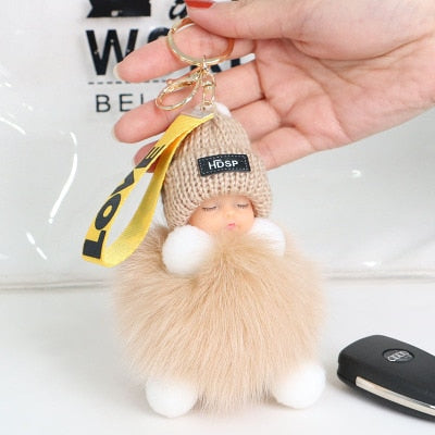 Pompom Cute Fluffy Plush Doll Keychains.