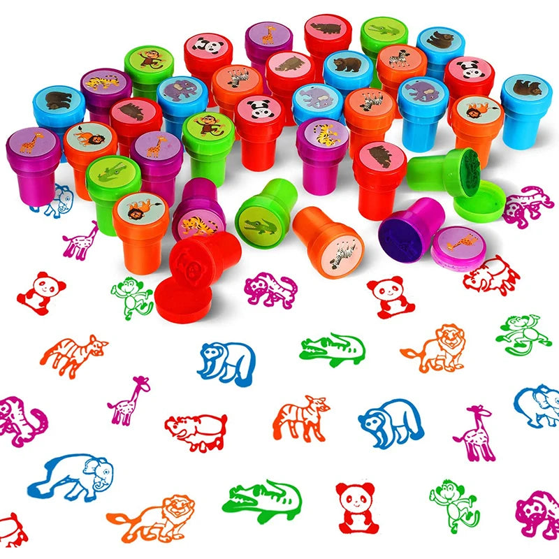 Children's 10pcs Assorted Self-ink Stamps For Scrapbooking Or Crafts.