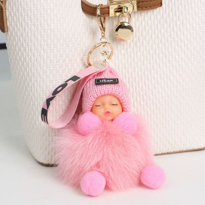 Pompom Cute Fluffy Plush Doll Keychains.