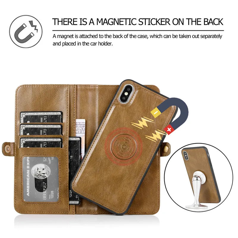 Magnetic Flip Leather Case For iPhone 15 Pro Max 14 Plus 13 12 11