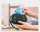 Women's Genuine Leather  Double Zipper Purse