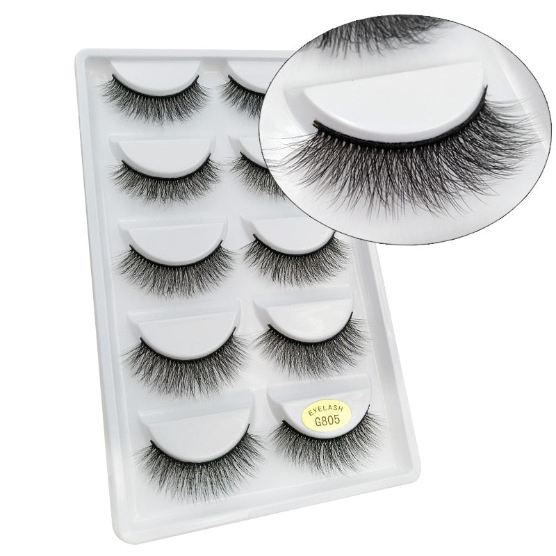 5 Pairs Multipack 3D Mink False Eyelashes.