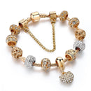 YADA gold heart crystal charm bracelet.BT200176