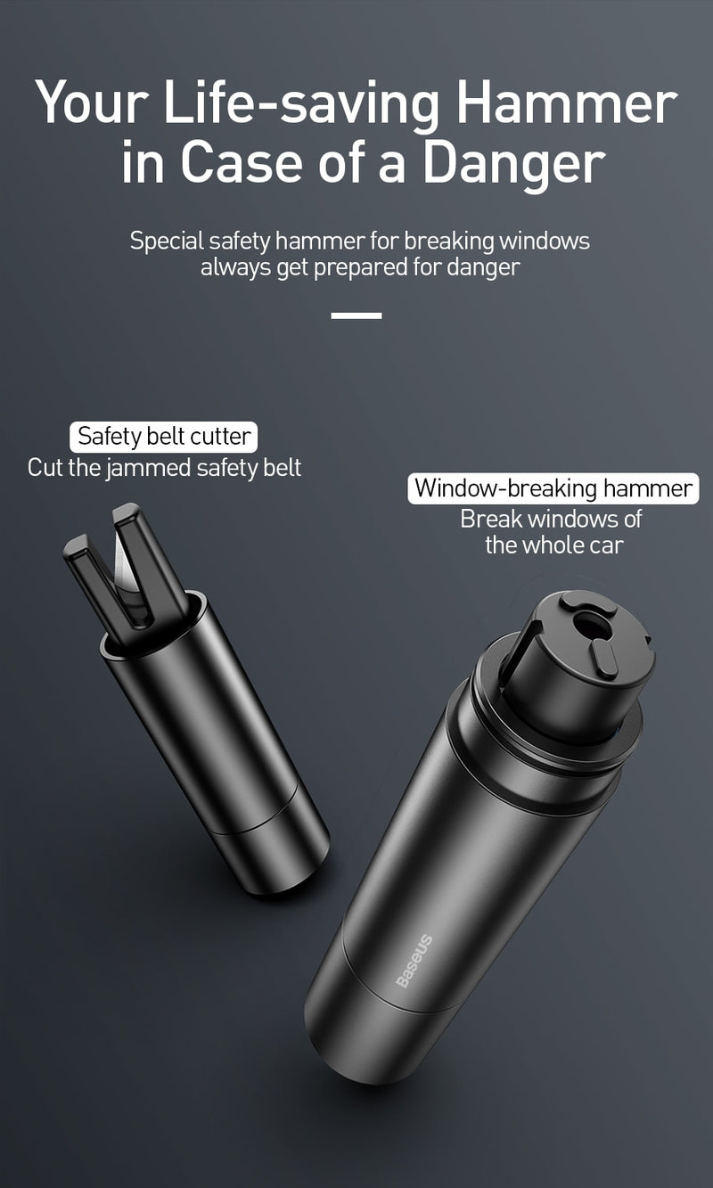 Baseus Car Emergency all in one window breaker, seat belt cutter.