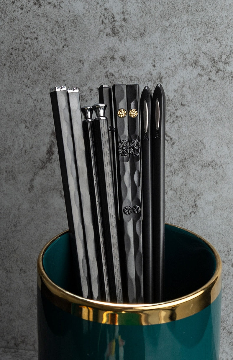 5 Pairs of reusable metal chopsticks