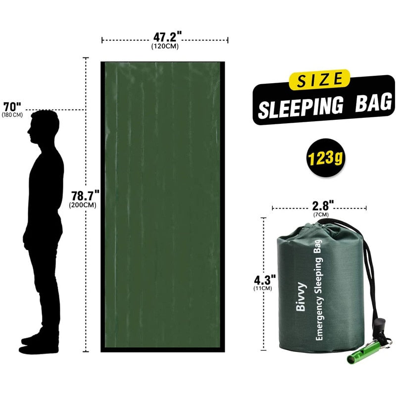 Waterproof Lightweight Thermal Emergency Sleeping Bag. Great for camping and light for hiking.