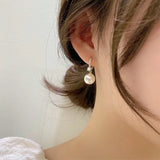 Lady's Elegant Pearl Pendant Earrings