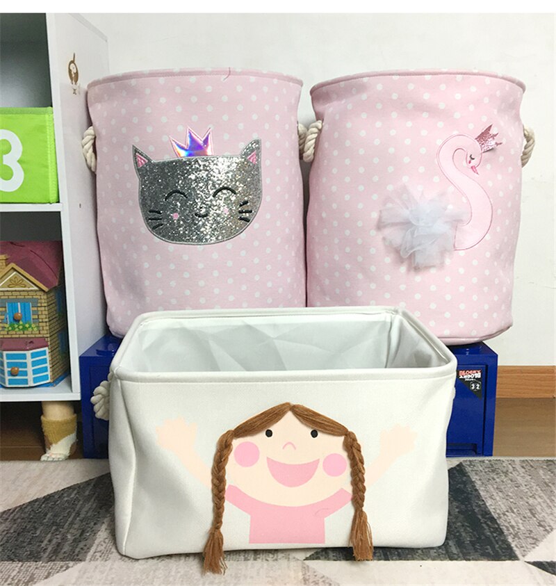 Foldable Canvas Cartoon Animal Laundry Basket OR Toy Storage.