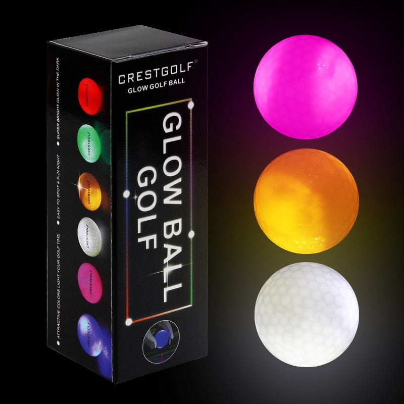 CRESTGOLF 3pcs/LED golf Balls for Night Training with 6 colors.