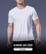 Men's multicolor short sleeve gym shirts. Quick drying, breathable sportswear
